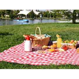 100% Cotton Fabric Gingham Table Cloth 140x140 Square Natural Buffalo Linen Table Cover for Decor Outdoor Picnic and Kitchen Table Protector (RED - 1PC/ PACKAGE)