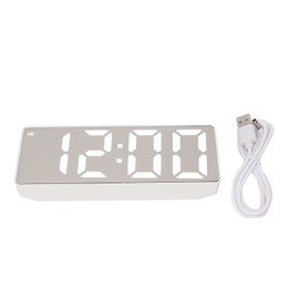 Digital Alarm Clock Temperature Display LED Mirror Electronic Clocks for Home Bedroom Decoration White