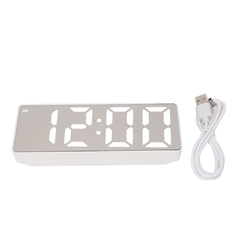 Digital Alarm Clock Temperature Display LED Mirror Electronic Clocks for
