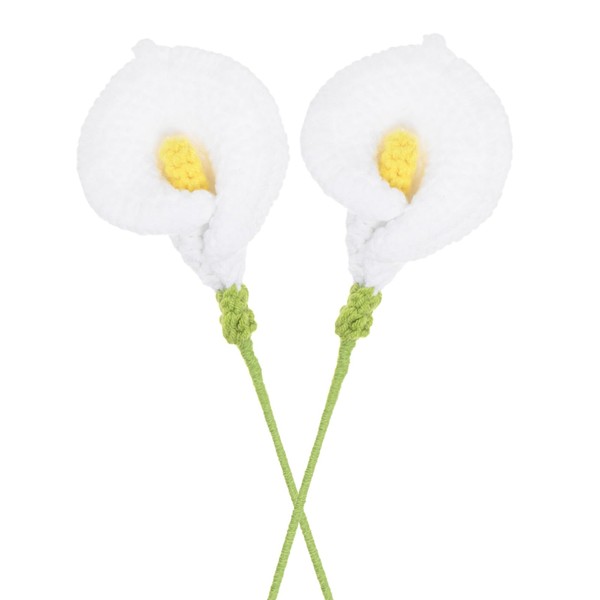 M METERXITY 2-Pack Crochet Flowers, Knitted Artificial Wool Calla Lily