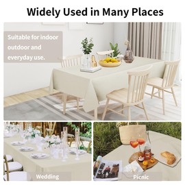Easy-Going Faux Linen Waterproof Spill-Proof Tablecloth Stain Resistant Rectangle Table Cloth Wrinkle Free Decorative Fabric for Kitchen, Dining, Party, Weddings, Restaurants (60x84 in, Beige)