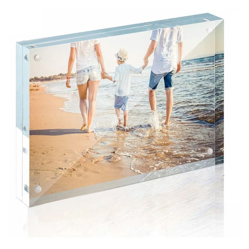 Acrylic Photo Frame Crystal Clear Frameless Double Sided Freestanding Photo
