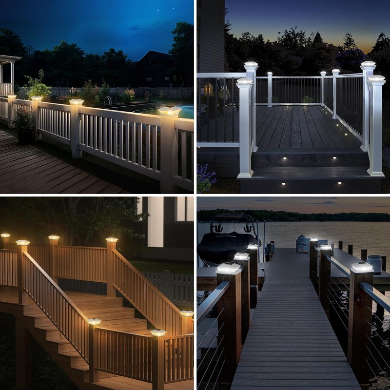 T-SUN Bright Solar Post Cap Lights 6 Pack – Outdoor