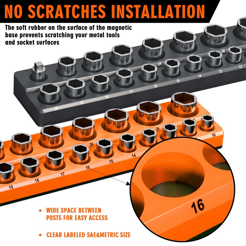 Magnetic Socket Organizer Holder Set – 8-Piece Tool Organizers Including