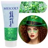 MEICOLY MEICOLY Green Body Glitter,Sparkly Christmas Face Glitter Gel,Stocking Stuffers for Christmas,Alien Glitter Face Paint for Women Kids,Chunky Glitter Makeup,Mermaid Sequins Party Festival Rave Makeup