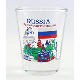Russia Landmarks and Icons Collage Shot Glass (100% of sales proceeds will be donated to relief charities supporting Ukraine!)