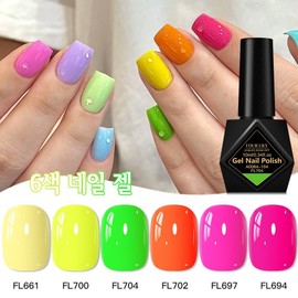 6-piece gel nail polish set Vibrant nail gel soak-off method UV LED curing gel LED gel nail art kit with sparkle and durability (for women) Perfect for home salons 10ml, fluorescent color, ZH63578, 20g, 6 pieces / 6종 젤 네일 폴리쉬 세트 생동감 넘치는 네일 젤 소크오프 방식 UV LED 경화 젤 반짝임과 내구성을 겸비한 LED 젤 네일 아트 키트 (여성용) 홈 살롱에 완벽한 10ml, 형광색,ZH63578, 20g, 6개