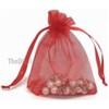 TheDisplayGuys 100-Pack 2x3 Red Sheer Organza Gift Bags with Drawstring,