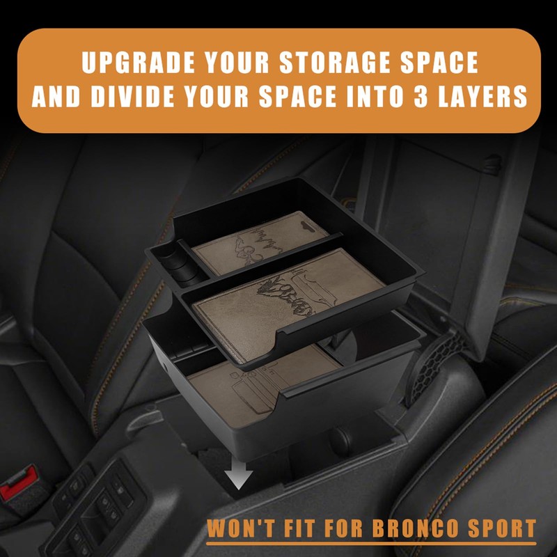 TripleAliners Center Console Organizer Compatible with 2021-2024 Ford Bronco(No for