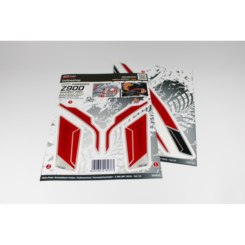 Tankpad Sticker Chain Guard Compatible with Kawasaki Z900 Red Silver
