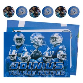16 piece set with envelopes and stickers for birthday invitations, lion party invitations, for Detroit birthday party supplies, sports party decorations,party invitation cards