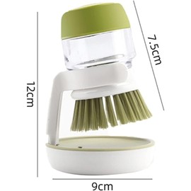 2 PCS Multifunctional Press Cleaning Brush, Kitchen Cleaning Brush with Soap Dispenser, 3 in 1 Multifunctional Cleaning Brush, Round Dish Brush with Stand for Dishwasher Sink Cleaning