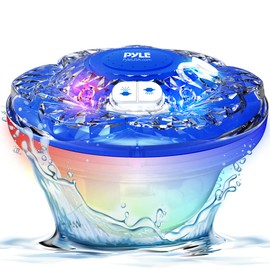 Pyle Floating Pool Fountain with 6 Mode LED Light Show, Water Resistance IP68, Built in Rechargeable Battery, Floating Sprinkler for Swimming Pools & Pond