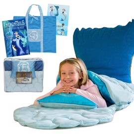 Enchantails Lucienne Mermaid Tail Blanket - 5-Piece Glow in The Dark Slumber Set for Kids - Wearable Sleeping Bag - Perfect for Sleepovers - Cozy Blanket for Girls