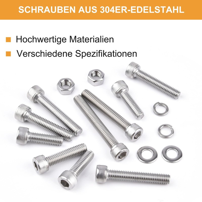 VIGRUE Pack of 238 M6 Cylinder Screws with Hexagon Socket