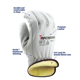 Stauffer Trackman Premium Goatskin Leather, Kevlar Lined, Cut Resistant Work Gloves - (Small)