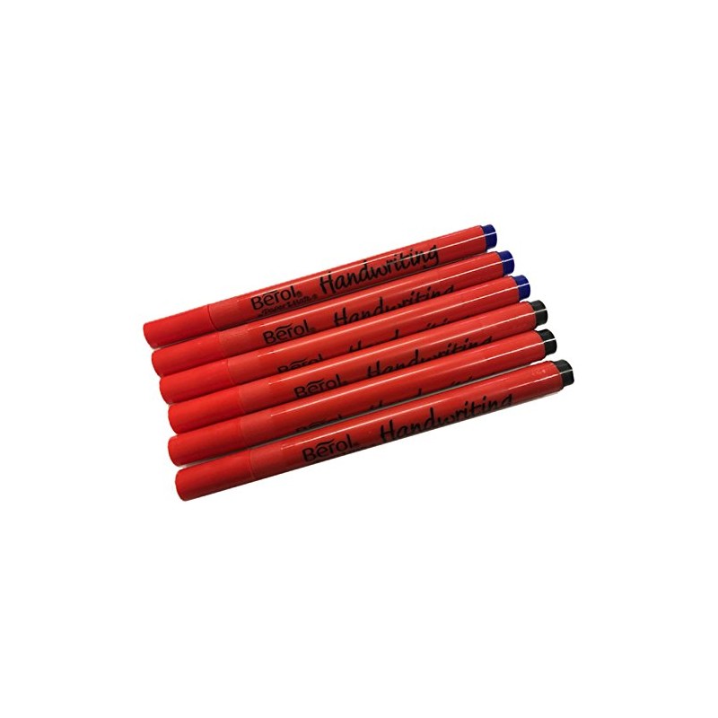Berol Handwriting Pen Stick - 3 Blue & 3 Black