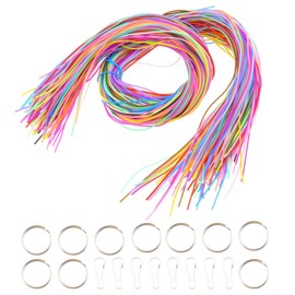 SING F LTD 200pcs Mixed-Color Plastic Lacing Cord with Snap Clip Hooks and Ring for DIY Making Basic Knots Pendants Crafts