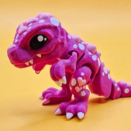 Articulated Dinosaur 3d printed Heart T-Rex Dinodeer and Santasaurus Santa Hat and Rudolph versions, desk toy, dinosaur figurine, desk fidget - Style: Heart T-Rex
