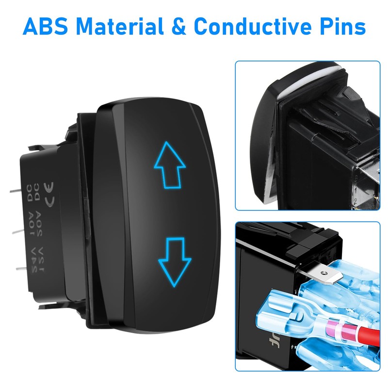 Linkstyle Momentary Rocker Switch, 7 Pin DPDT 20A ON-Off-ON Up/Down