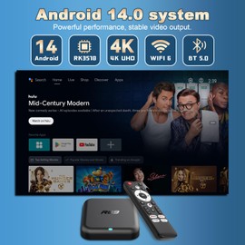 Android TV Box 14.0, Android TV Box 4K HD Quad Core CPU Smart 4K Decoder TV Box Support WiFi6 Dual WiFi Ethernet Bluetooth 2GB RAM 16GB ROM