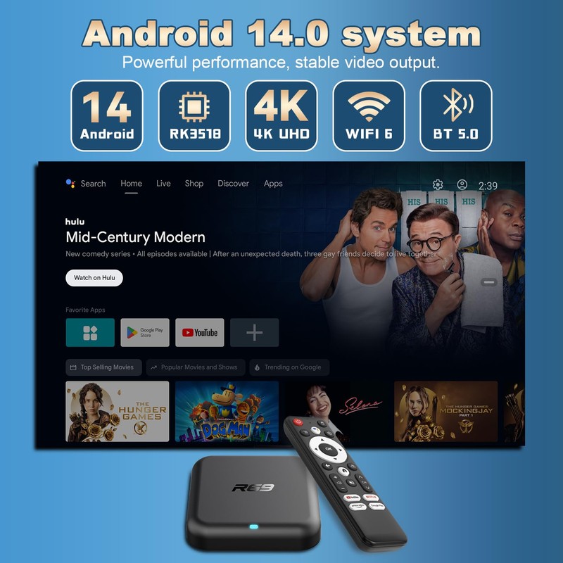 Android TV Box 14.0, Android TV Box 4K HD Quad