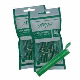 100 PURIZE Xtra Slim Size Activated Carbon Filters Diameter 6 mm (5.9 mm) + Joint Tube (Green)