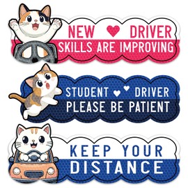 Gosknor 3pcs Student Driver Magnets for Car, Driver Safety Attention Sticker Reusable Novice Safety Warning Signs for Metal Vehicle Surface