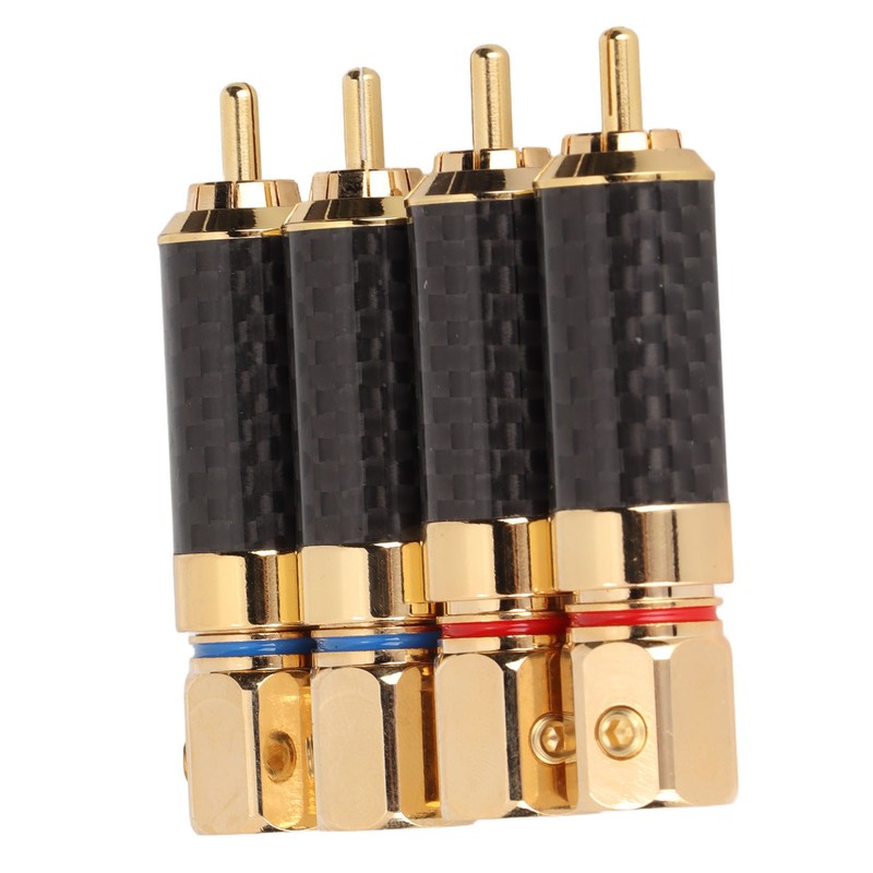 4Pcs RCA Sound Plug Carbon Fiber Gold Plated Oxidation Resistance
