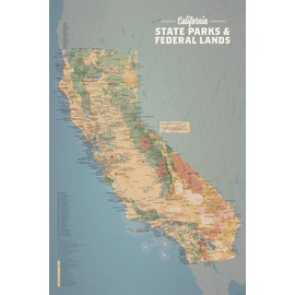 California State Parks & Federal Lands Map 24x36 Poster (Camel & Slate Blue)