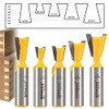 YONICO Dovetail Router Bit Set 5 Bit 1/2-Inch Shank 14520