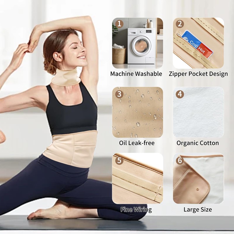 Castor Oil Pack Wrap, 3 Pcs Reusable Organic Cotton Pack