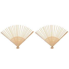 STOBOK Folding Fan Frame, 2pcs Wood Foldable Fan Ribs DIY Japanese Hand Fan Frame Wood Blank Unfinished Fan Frame Fan Making Supplies Kit Chinese Handheld Fan Material for DIY Cratfs