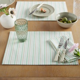 Martha Stewart Daisy Stripe Placemat Set, 13"x17.5", Mint
