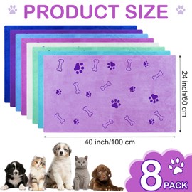 Chumia 8 Pcs Bulk Towels for Drying Dogs Cats Pet Towels Puppy Microfiber Quick Drying Dog Paw Bath Towel Pet Bathing Supplies Absorbent for Medium Dogs Pets(40 x 24 Inch,Classic Color)