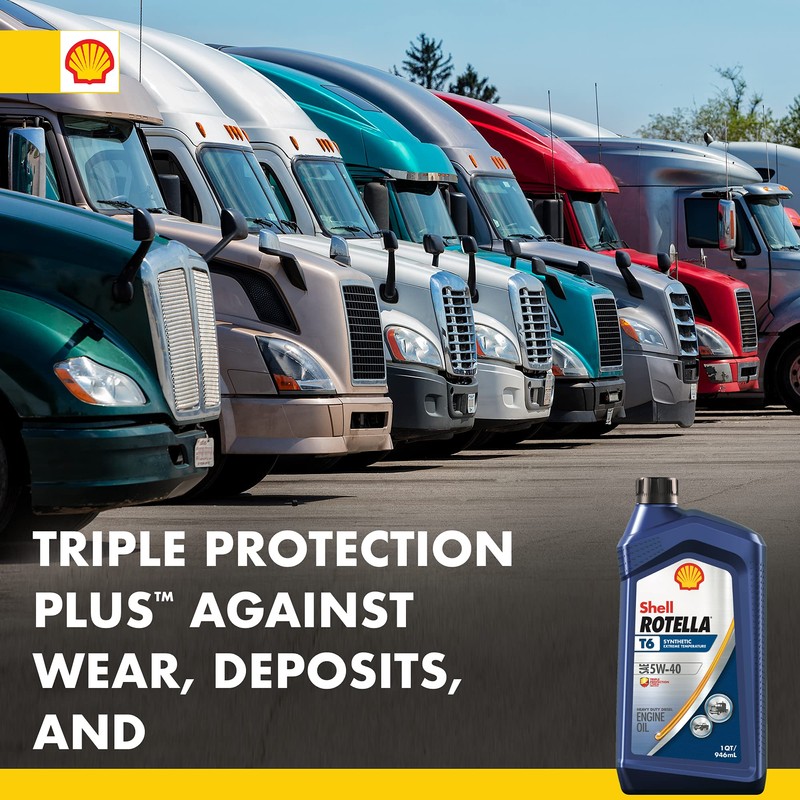 Rotella Shell T6 Full Synthetic 5W-40 Diesel Engine Oil (1-Quart,