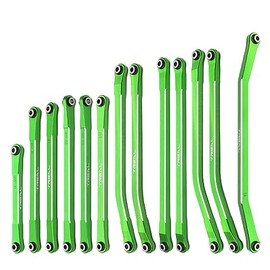 TREAL SCX10 PRO Links Set Aluminum 7075 CNC Machined Lower Upper Steering Linkages (13pcs) Upgrades Parts(Green)