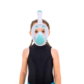 Wsobue Diving Mask for Children, Full Mask, Snorkel Mask, 180° Field of View Compatible with Sports Cameras, Easy Breathing, Dry Snorkel Set for Children Aged 5-14 (Green, XS for Children)