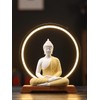 Dyware 8.8 Inch LED Buddha Statue for Indoor, Yellow Ceramic