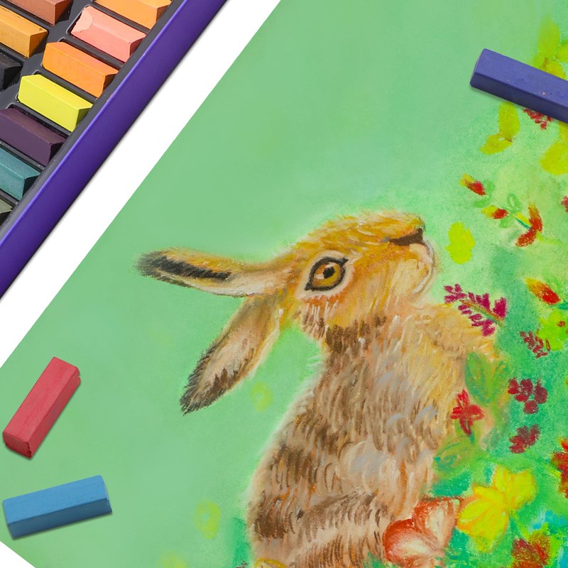 Artecho 50pcs Soft Pastels, 48 Colors Including 4 Fluorescent Colors,