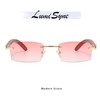 LumiSyne Rectangular Rimless Sunglasses Men Women Wooden Ironing Colour Gradient