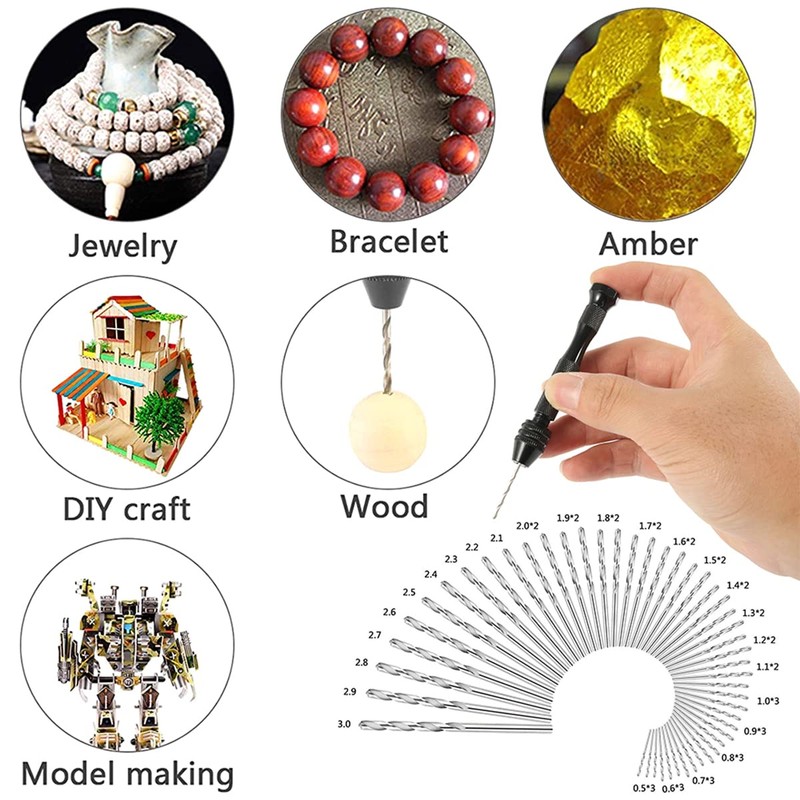 49 Pieces Precision Pin Vise Hobby Drill with Model Twist