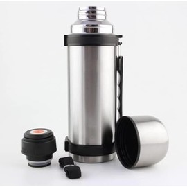1 Litre Flask / 1.1 Litre Flask, Vacuum Flask, Camping Flask, Hot & Cold Flask, Stainless Steel Flask with Handle, Flask with Cup