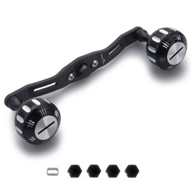 HEIGHTEN 5.1 inches (130 mm) Reel Handle, Thickness 0.16 inches (4 mm), 1.5K Carbon Cloth, Carbon, 1.4 inches (35 mm) Knob, Compatible with Shimano, Daiwa, Abu, Bait Reel, Hammer Series (5.1 inches