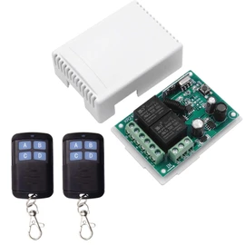 QIACHIP 12V 24V Wireless RF Remote Control Relay Switch Universal 2 Ch 433MHz Receiver Momentary or Toggle Switch with 2 Transmitters for Garage Door Openers LED Lights Motor Curtain