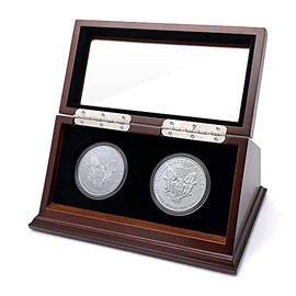 Chez Monett Challenge Coin Display Case 1.5-1.75 Inch 38-44.5 mm Coin Holder 1 Slot (Walnut, 2 Slots)