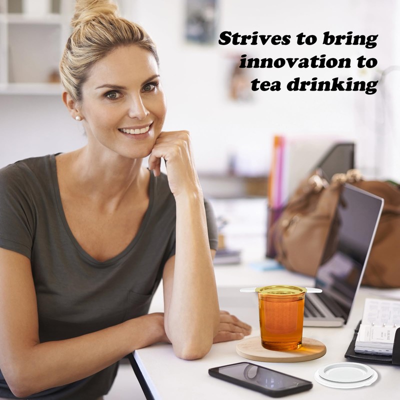 Tea strainer with lid/drip tray, extra fine mesh 304 stainless