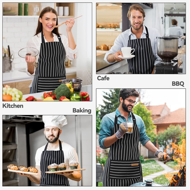 NLUS 2 Pack Cooking Aprons for Women with Pockets Adjustable