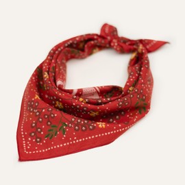 WHTE MOSS Classic Three Hares bandana hair scarf, boho floral handkerchief, 100% extra soft cotton cozy Christmas gift(Red)