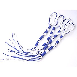 Holy Land Market Tzitzits Set of 4 - Royal Blue Cotton Tassels, Handmade Durable Strands, Zitzits Set of Four White with Blue Thread
